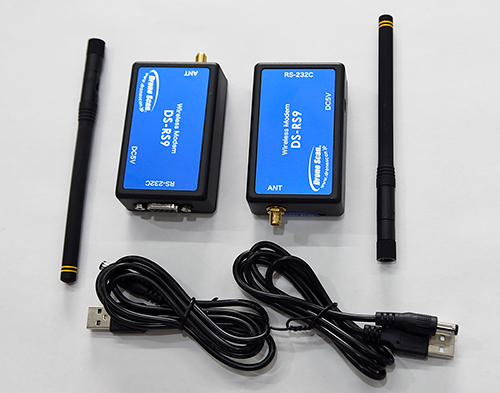 RS-232C シリアルデータ伝送用無線モデム DS-RS9+外部アンテナ+電源ケーブル ２台セット
